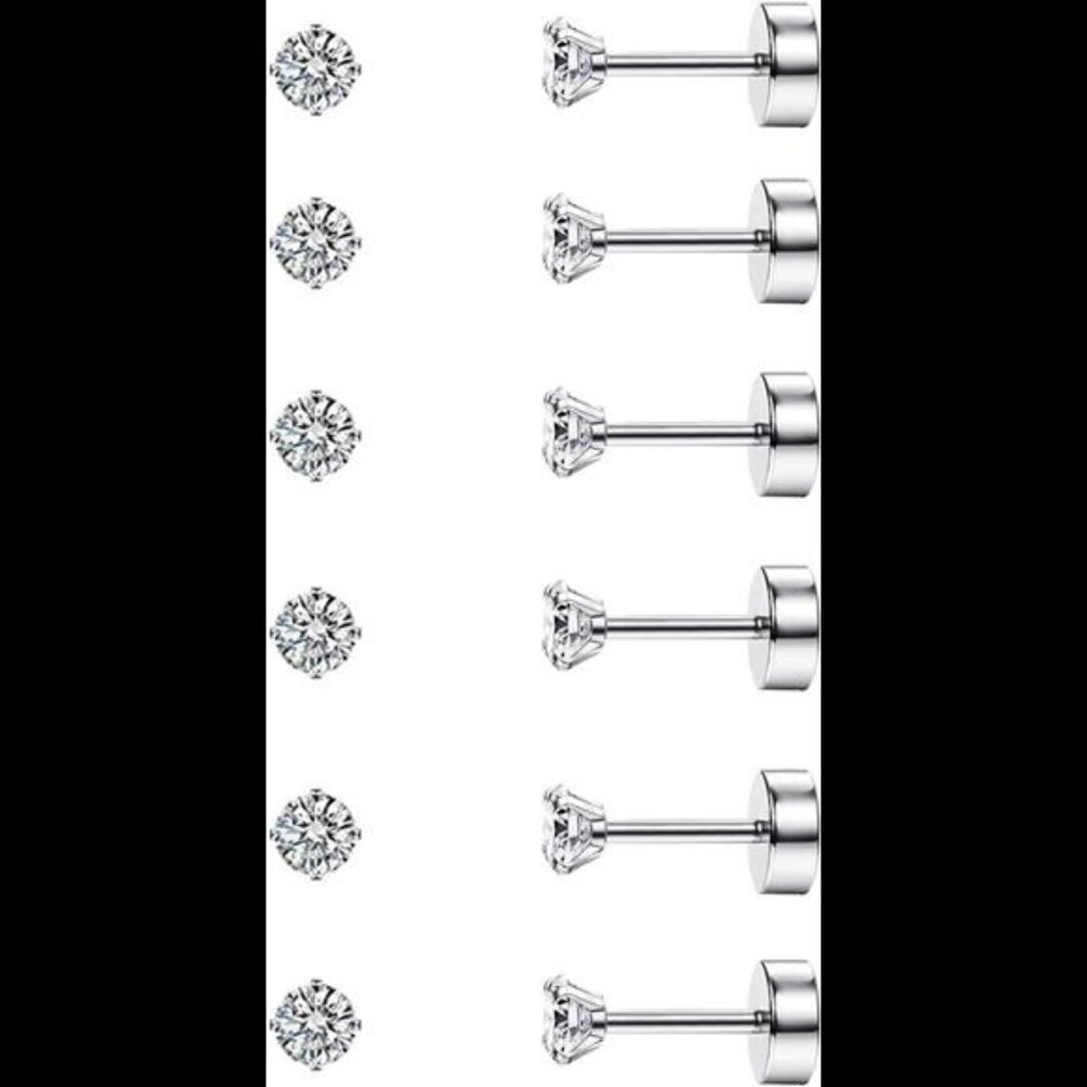 20G Cartilage Earring Stud for WomenMen 316L Surgical Steel FlatBack EarringsSet